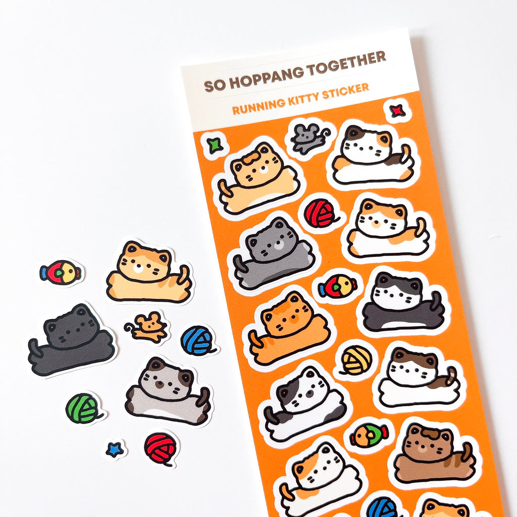 Running Kitty Sticker Sheet