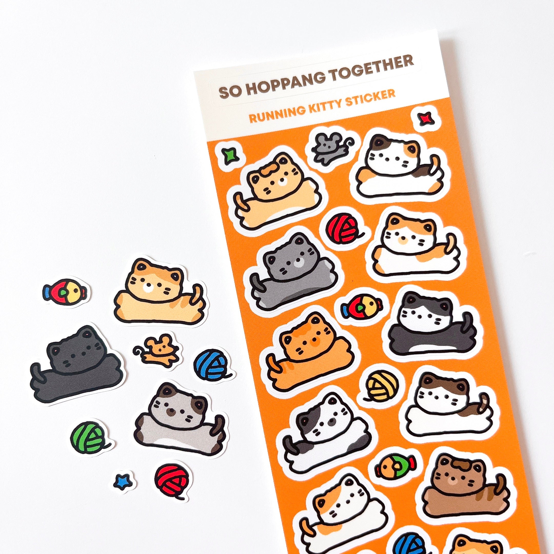 Running Kitty Sticker Sheet